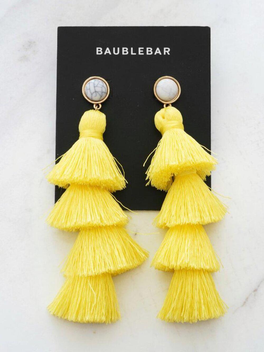 BaubleBar Tiered Tassel Earrings Yellow